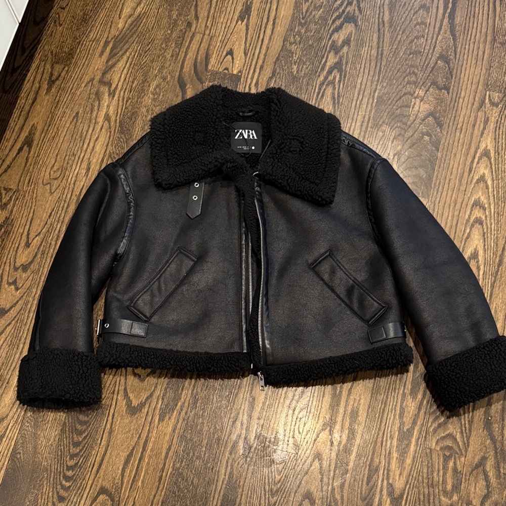 Zara Black Double Faced Biker Jacket